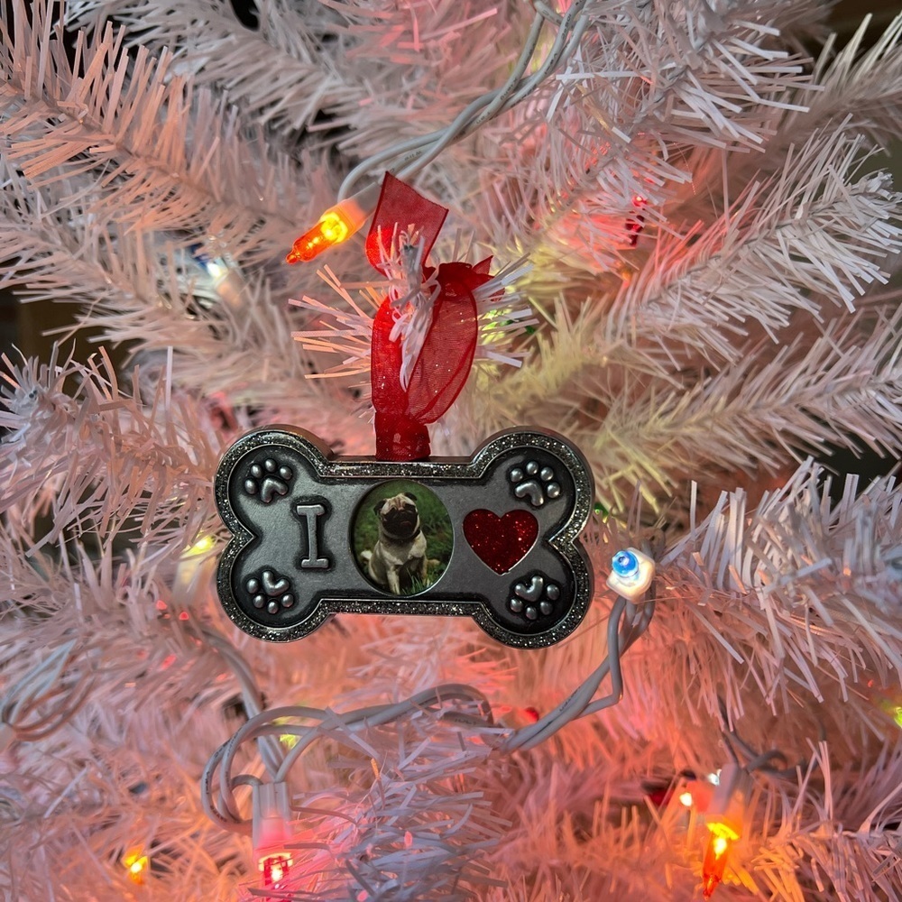Pug Christmas Bone Ornament